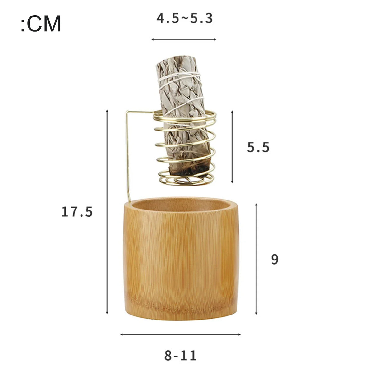 Bamboo Palo Santo Holder Metal Burner Sage Holder with Bamboo Ash Catcher Tray Incense Holder for Meditation Yoga Spa