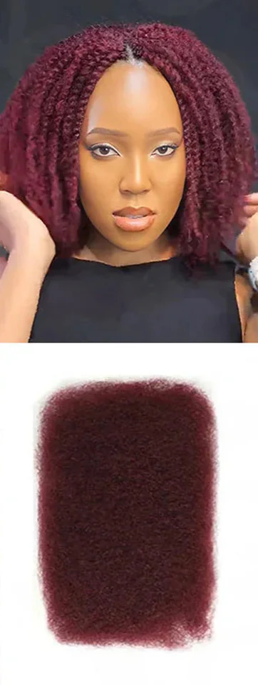 Remy Afro Kinky Bulk Human Hair for Braiding | No Attachment DIY Mini Twists & Braids (Brazilian, 1Pc)