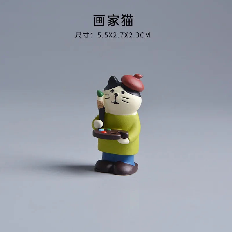 1pc Cartoon Cat Frog Bear Yellow Chair Computer Model Office Ornament Mini Home Decor Crafts Accessories Desktop Figurines Gift
