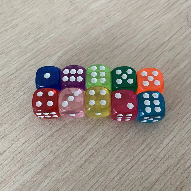 10PCS/Lot Dice Colorful Transparent Acrylic 6 Sided Dice   Club/Party/Family Games