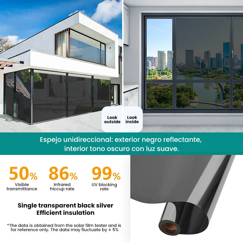 Static Cling Window Film No Glue One Way Privacy Sun Blocking Heat Insulation Tint Window Film for Home Office Building