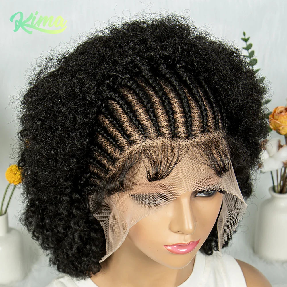 Bouncy Afro Cornrow Full Lace Braided Wig | Synthetic Braids | Black Women