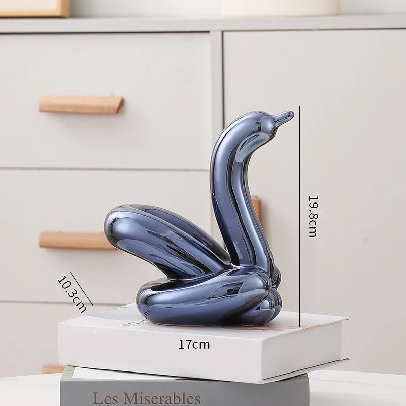 Nordic Ceramic Swan Sculpture Animal Decorative Figurine Home Decor Room Accessory Swans Decorative Item
