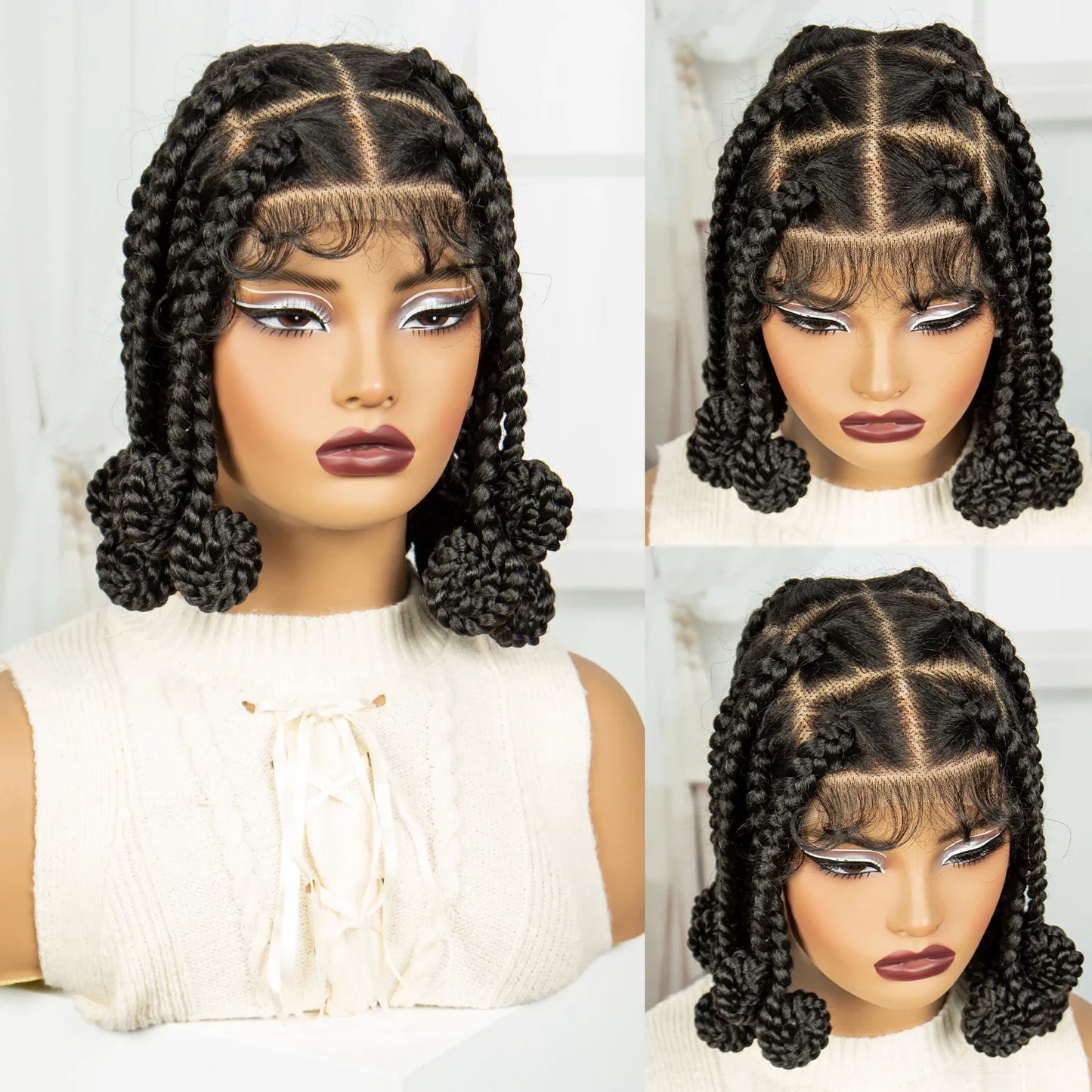 Handmade Bantu Knotless Braids Wig | Full Lace Frontal | Baby Hair