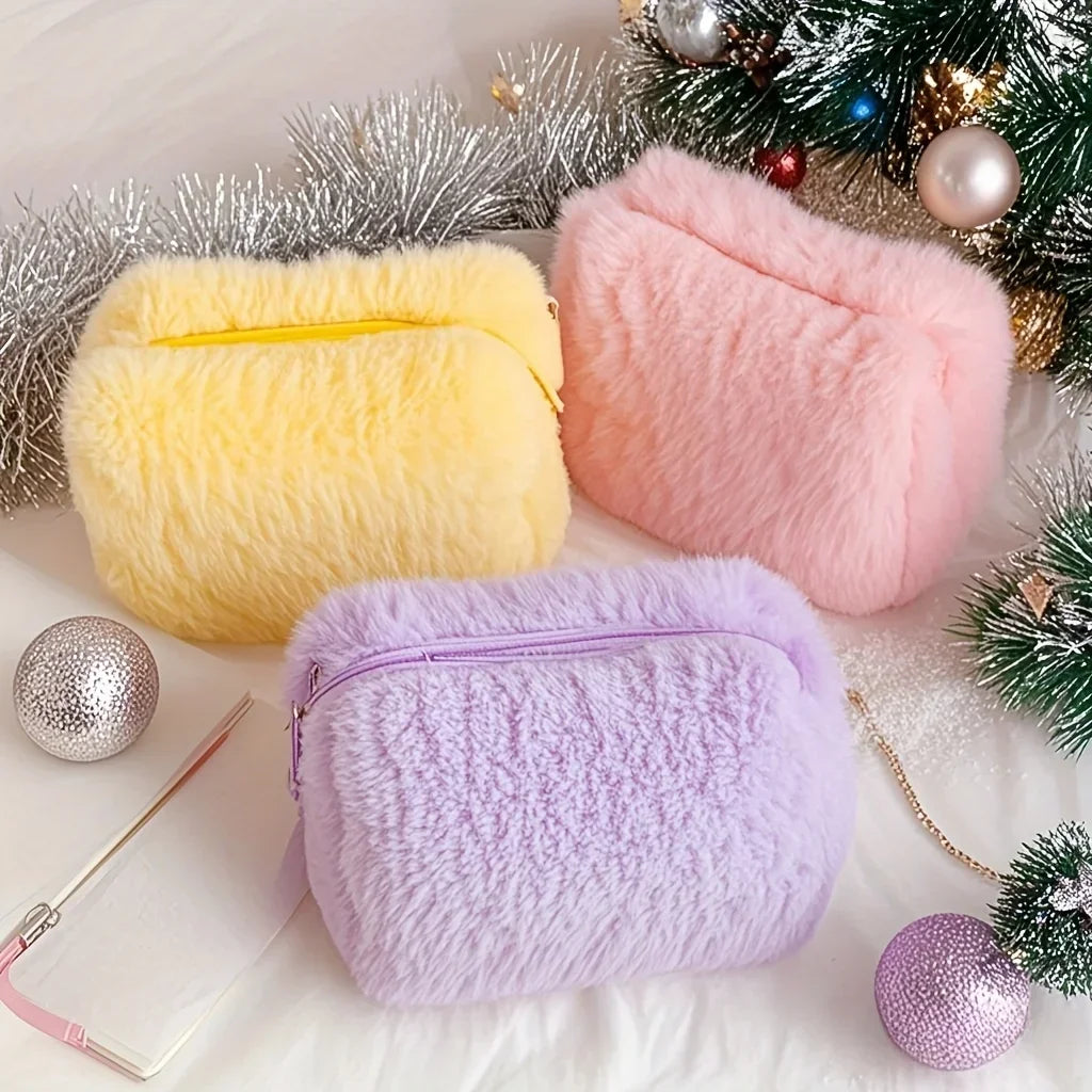 Comfortable Winter Plush Cosmetics Storage Bag - Portable Cosmetics Storage Bag Tote Bag, Stationery Pencil Case