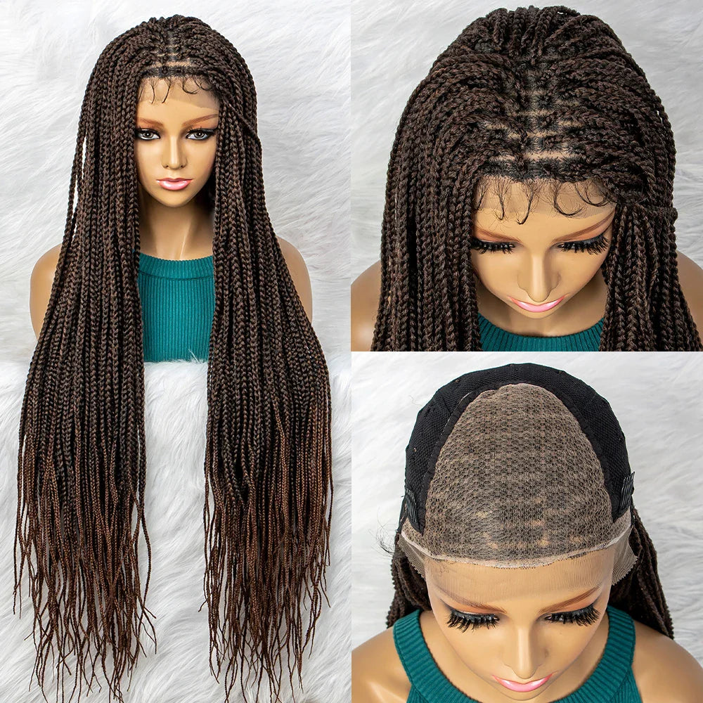 Goddess Box Braids Lace Front Wig | Transparent Full Lace Synthetic Braided Wig