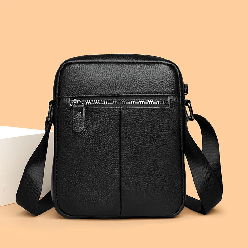 High Quality Genuine Leather Men's Shoulder Bag | Cow Leather Casual Daily Use Crossbody Purse & Handbag (Soft, Solid Color)