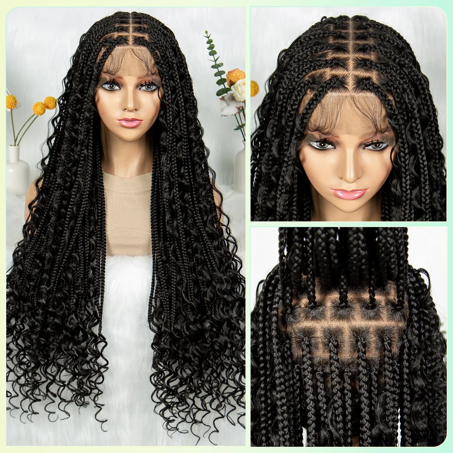 HD Transparent Boho Box Braids Wig | Full Lace | Knotless | Black Women & Girls