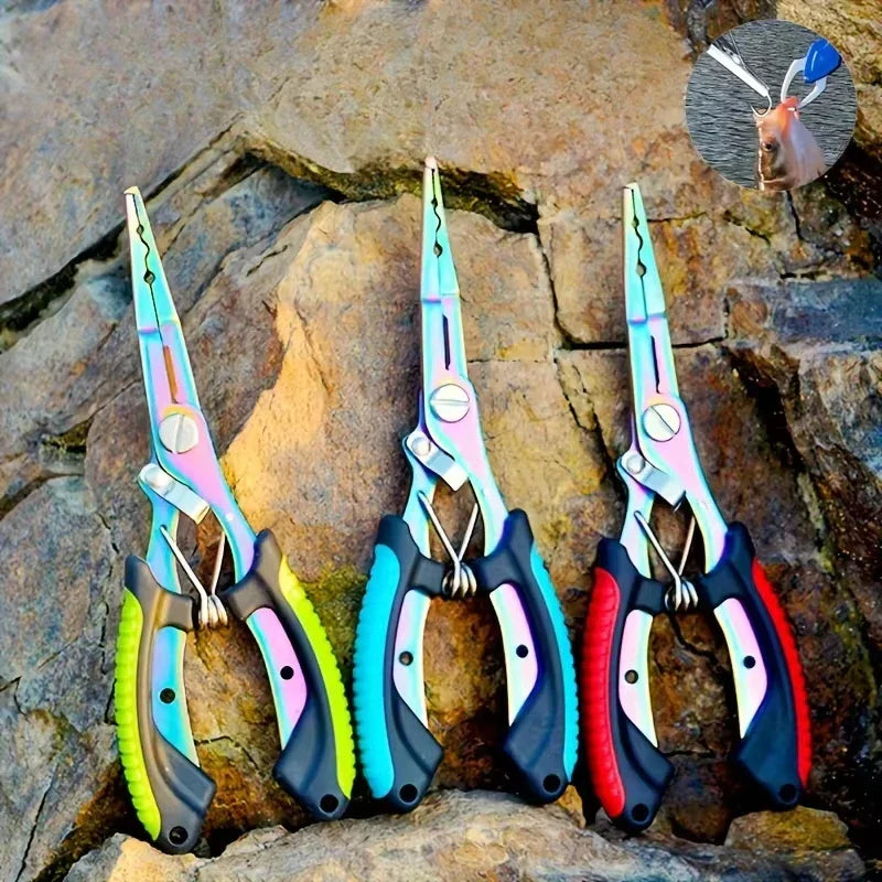 Portable Fishing Path Pliers Coated with Colored Titanium Multifunctional Fishing Pliers Gripper Stainless Steel Hook Cutter