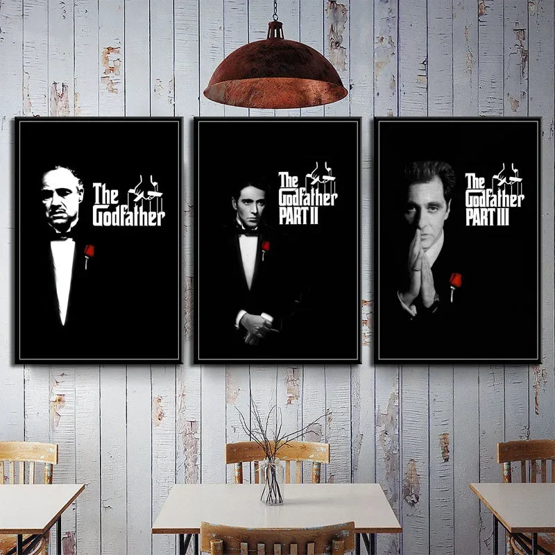 Classic, Retro, Wall Art, The Godfather Movie Series , HD Canvas Print Poster, Home Living Room Bedroom Decorative Painting