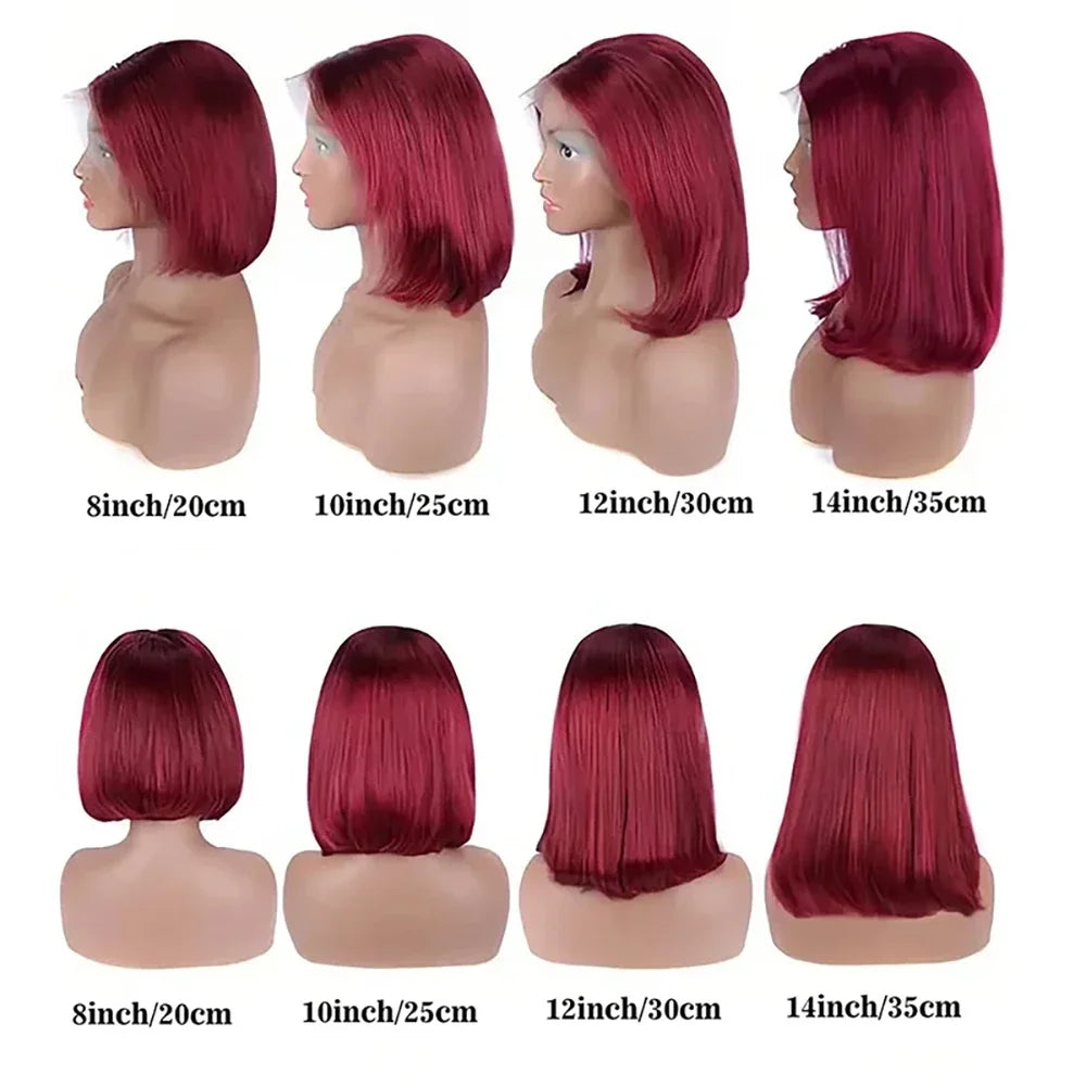 99J Burgundy Bob Wig | Glueless 7x5 Lace Front Wig | Pre-Plucked Brazilian Remy Hair