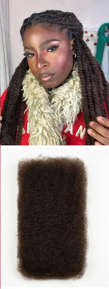 Remy Afro Kinky Bulk Human Hair for Braiding | No Attachment DIY Mini Twists & Braids (Brazilian, 1Pc)