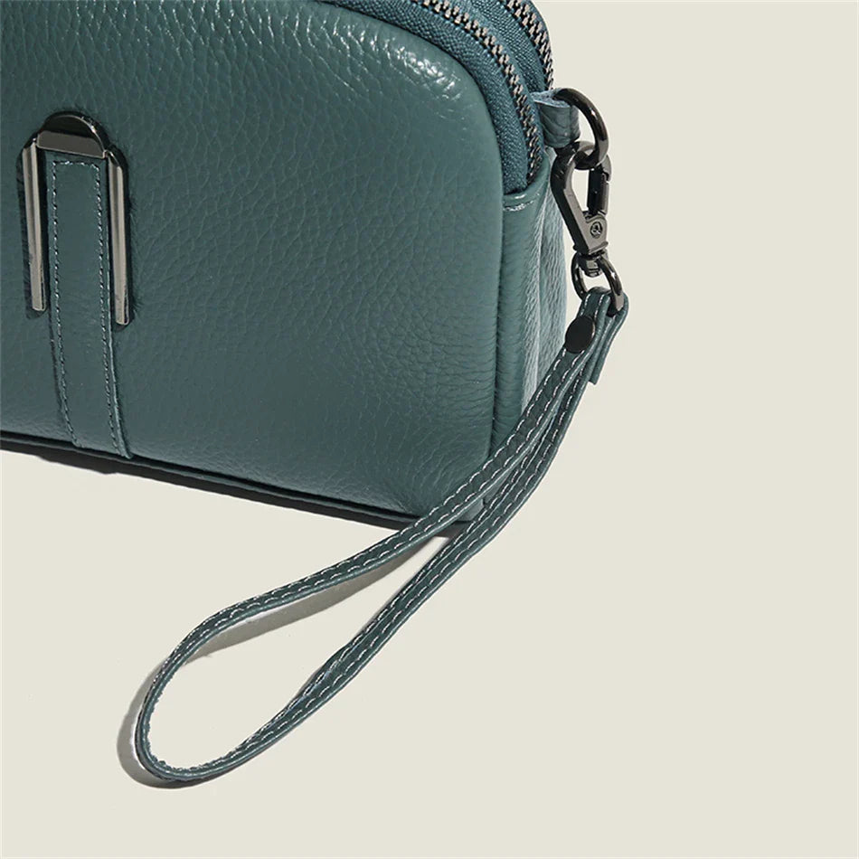 Luxury Genuine Leather Women's Crossbody Bag | Solid Color Shoulder Messenger & Clutch Phone Bag (Soft Cowhide, Sequined)