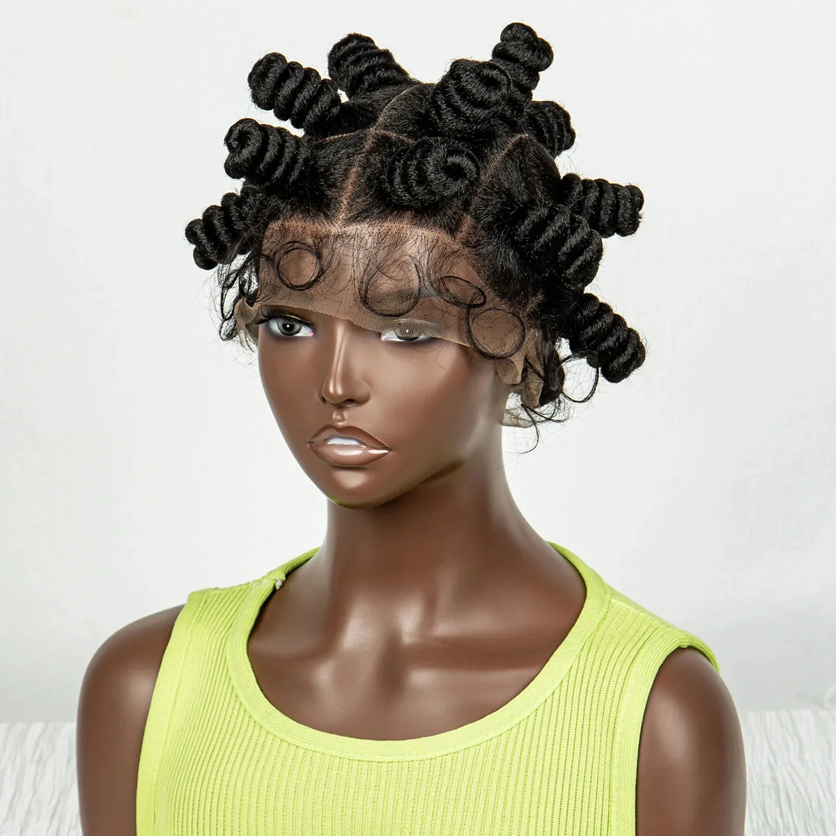 Handmade Knotless Bantu Braids Wig | Full Lace | Colored Braiding Hair