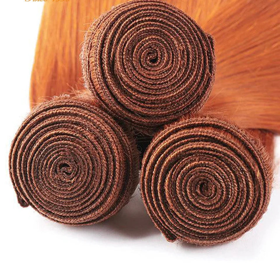 Orange Ginger Straight Human Hair Weave Bundles | Brazilian Remy Extensions