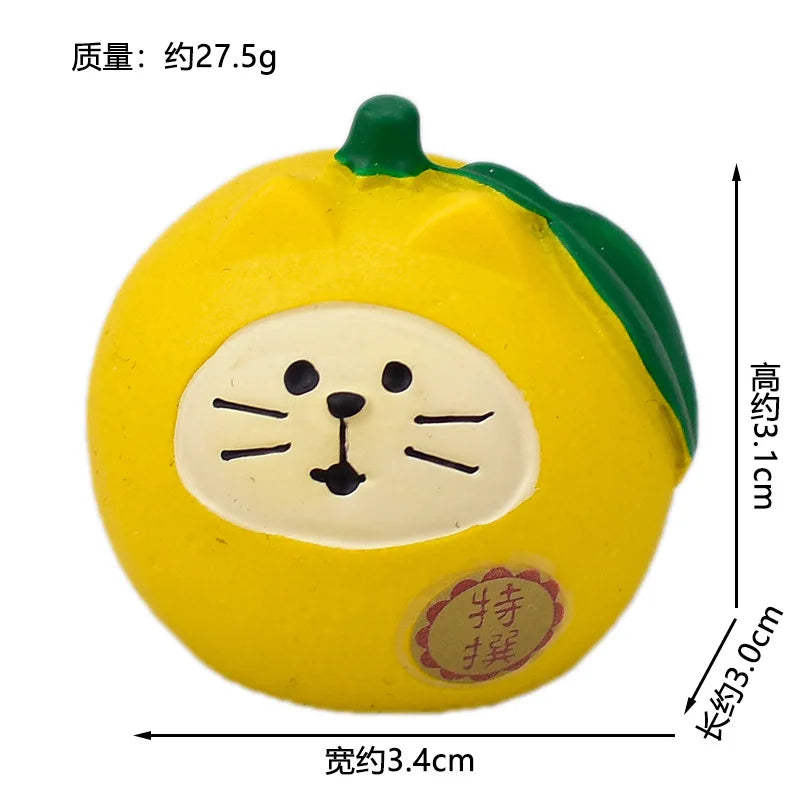 ZAKKA Cute Drinking Cat Figuines Shiba Inu Soak In The Bath Resin Model Pomelo Tree Fairy Garden Home Desktop Decoration gifts