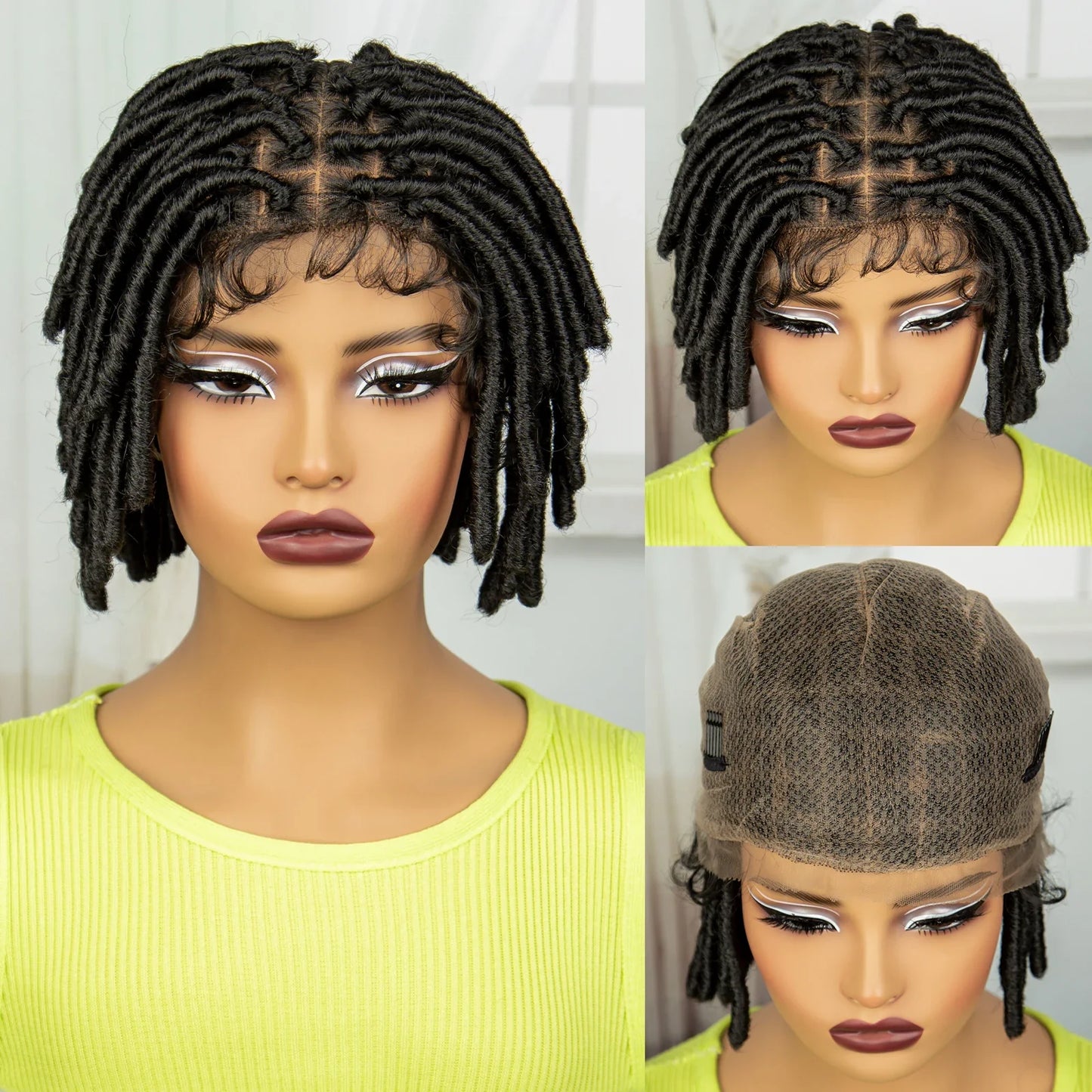 Short Square Knotless Dreadlock Braids Wig | Full Lace | Natural Locs | Black Women