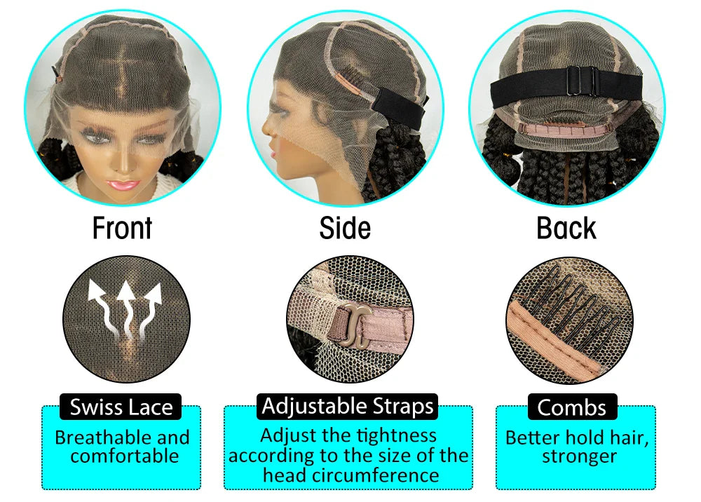 KIMA 40" Jumbo Knotless Box Cornrows Wig | Full Lace Bubble Braids