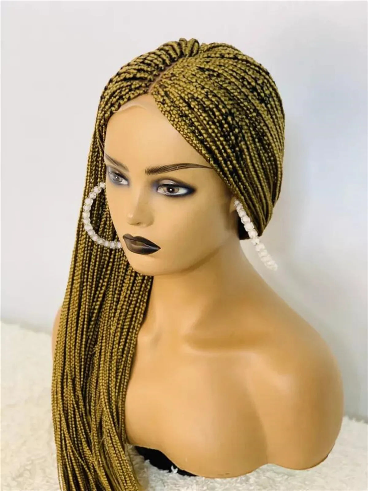 Honey Blonde #27 Box Braids Wig | Full Lace | Kanekalon Braids | Light Brown Lace | Black Women