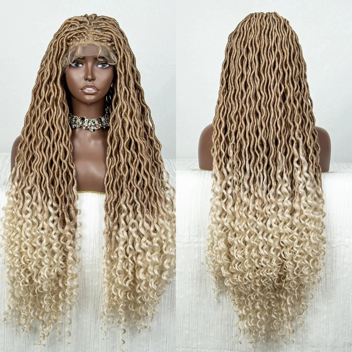 Colorful Dreadlocks & Water Wave Braids Wig | Lace Front | Baby Hair