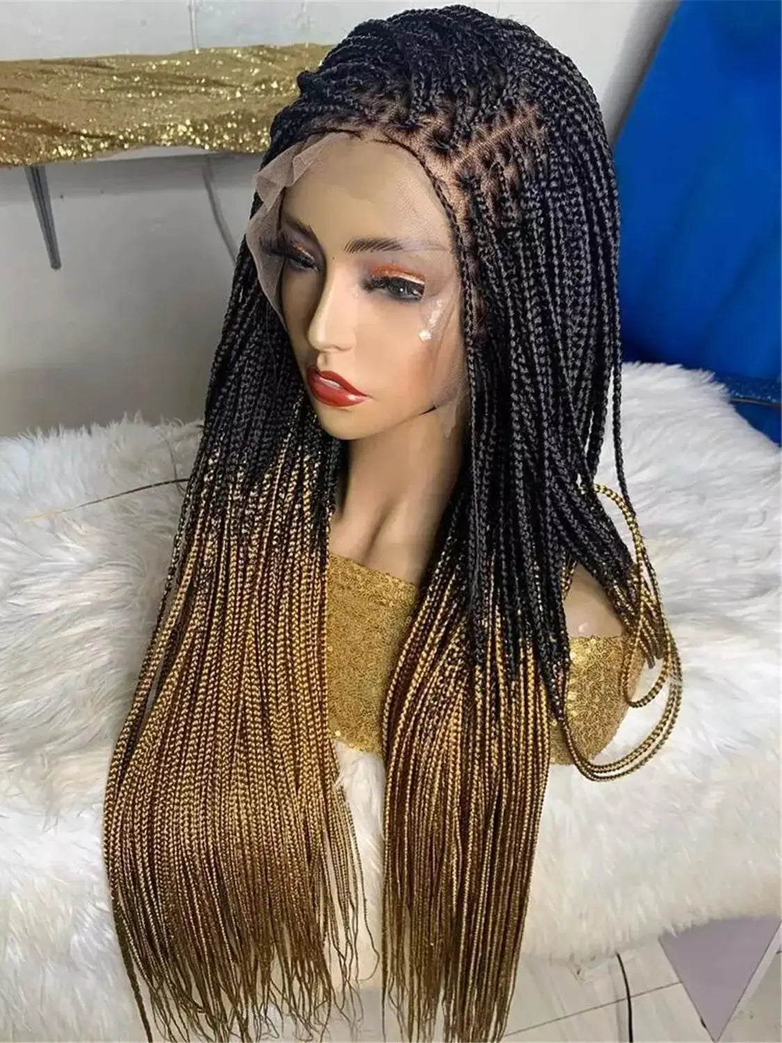 Premium Full Lace Braided Wig | Heat Resistant Synthetic Hair | Natural Look