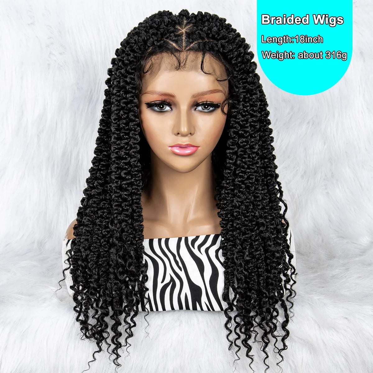 KIMA 18" Curly Tip Braided Wig | Full Lace with Baby Hair