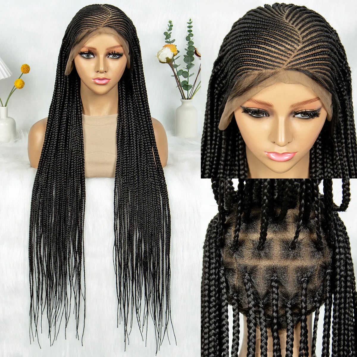 Full Lace Cornrow Box Braids Wig | Crochet Braided Style