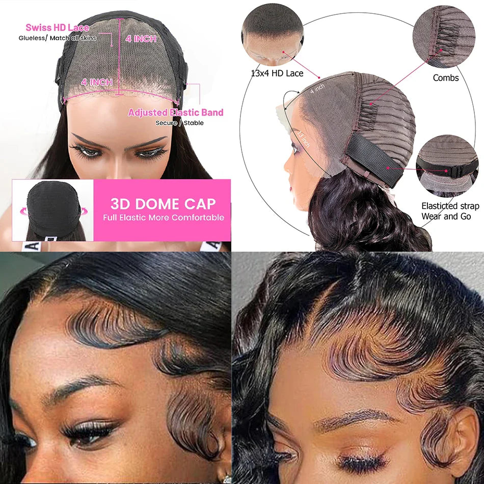 Vietnamese Remy Hair 4x4 Lace Closure Wig | Body Wave | 250% Density | Double Drawn | Glueless | Wear & Go | Natural Black