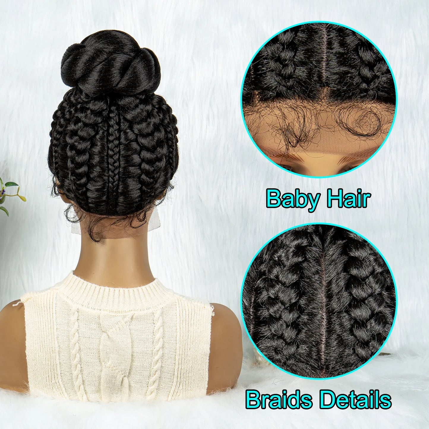 KIMA Bun Updo Braided Wig | Cornrow Style | Lace Front with Baby Hair