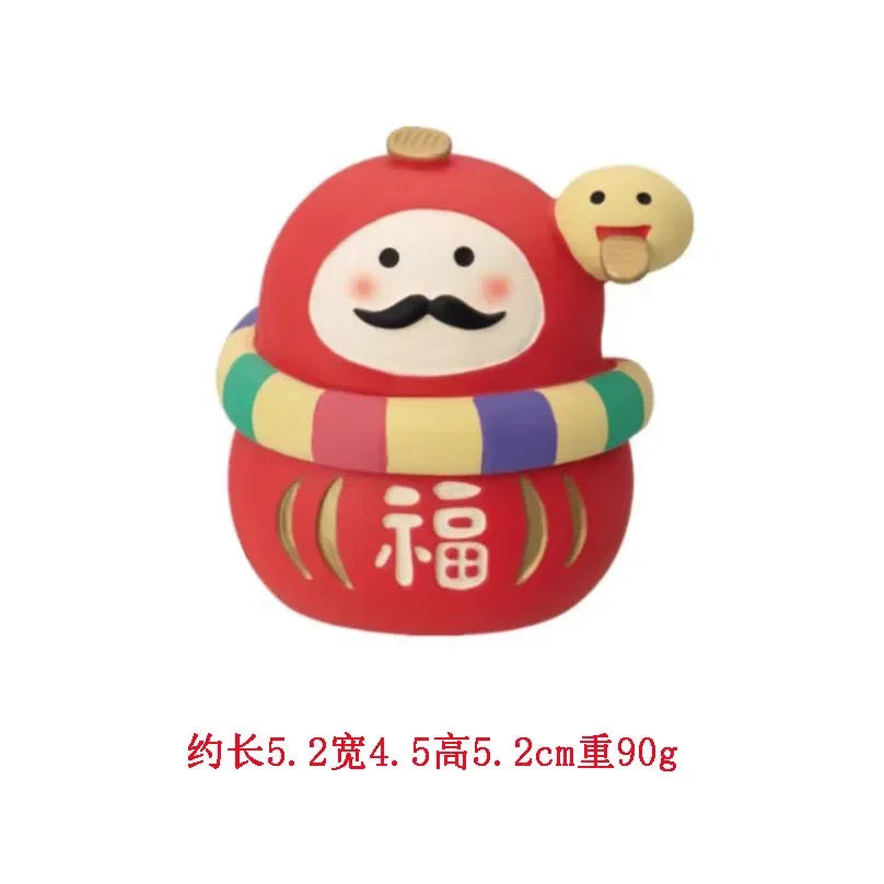 Japanese Style ZAKKA Cat Crafts Small Ornaments for Chinese New Year Snake Year Trend Bonsai Food and Decorative Resin Figurines