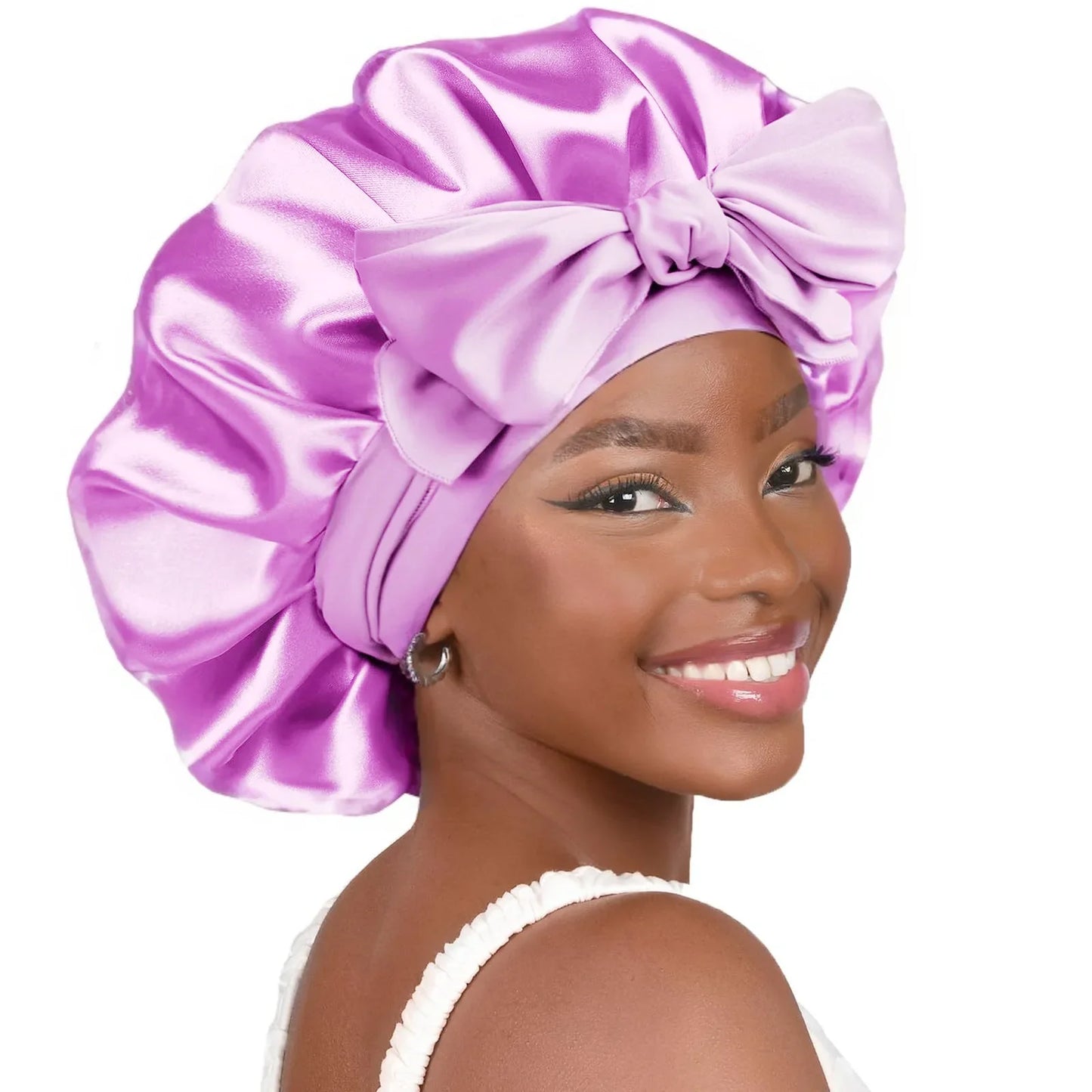 Satin Bonnet Silk Bonnet Adjustable Bonne For Sleeping Hair Bonnet With Tie Band Bonnets For Women Men