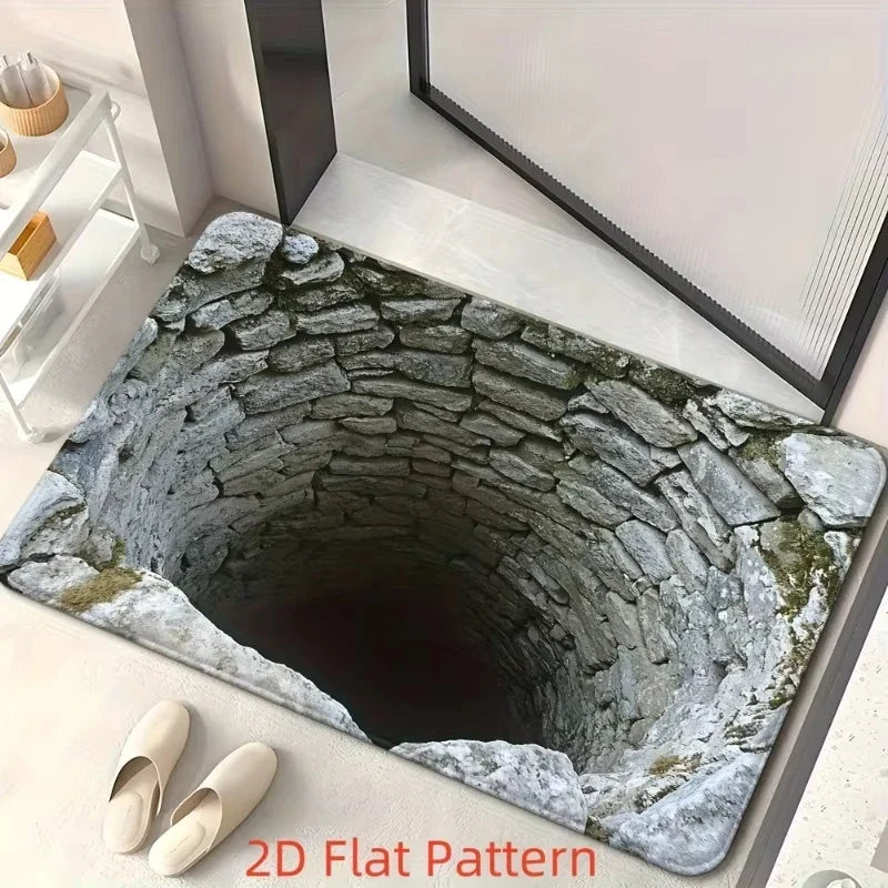 VIKAMA 2D Optical Illusion Endless Cave Design Doormat Rug For Bedroom Carpet For Live Room Floor Mat Welcome Mat Home Decor