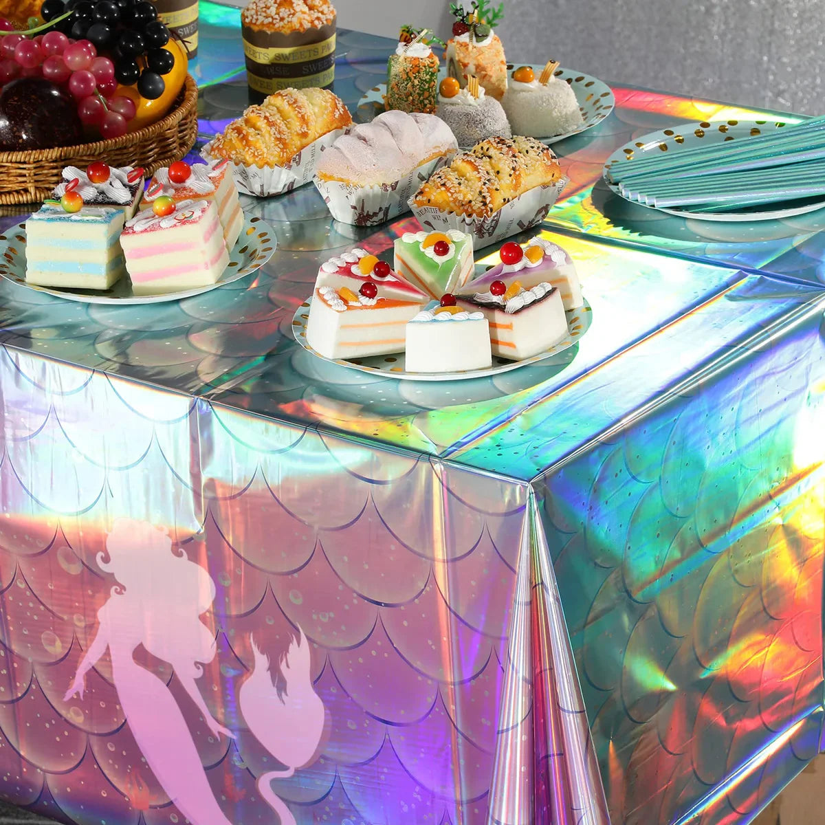Little Mermaid Disposable Tablecloth Mermaid Birthday Party Decoration 1st Birthday Girl Under the Sea Party Baby Shower Decor