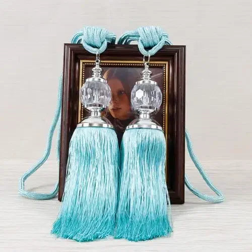 1Pair Tassel Curtain Tieback Crystal Bead Hanging Ball Tie Room Accessories Holder Buckle Rope Bandage Holdback Window Shade