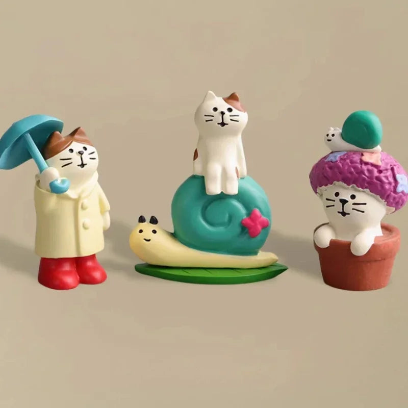 Cat Resin Decoration Crafts Rain Scene Frog Small for Desk Decoration Ornaments Craft Toys Collection Gifts Wholesales 2024 New
