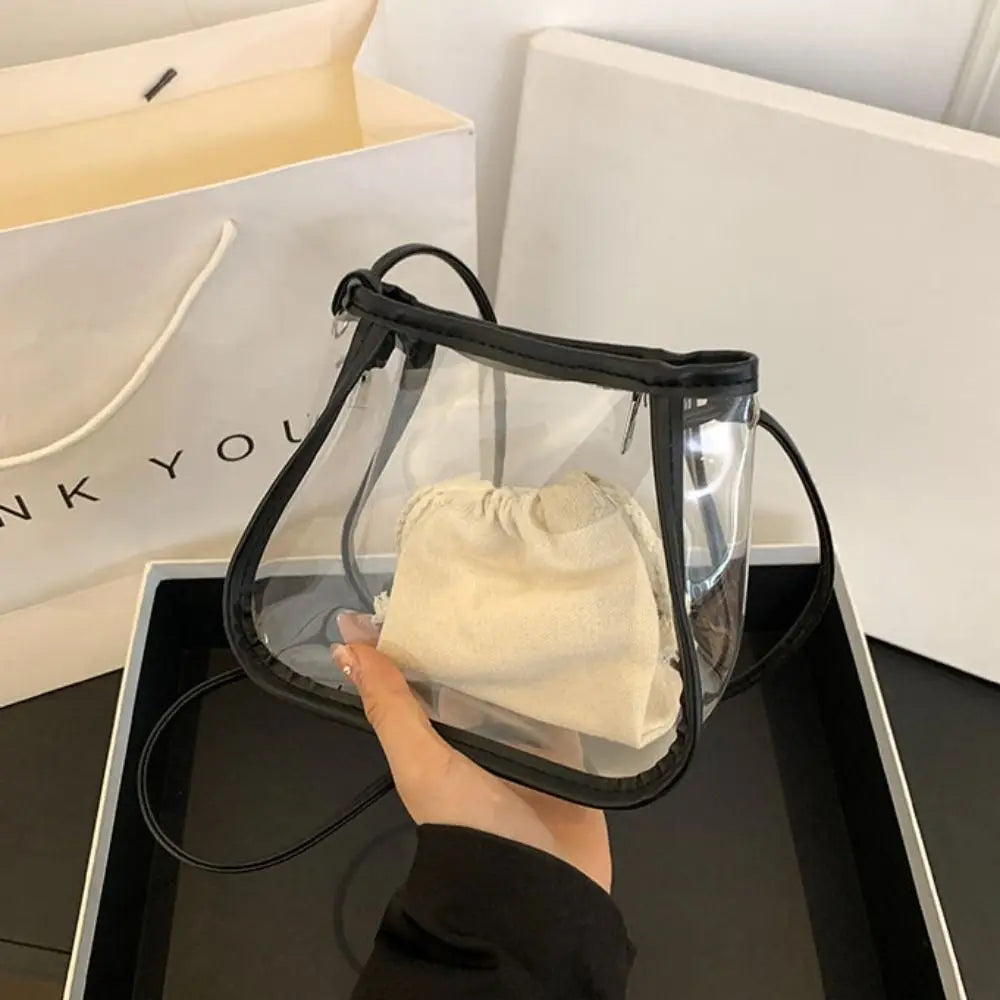 Creative 2-in-1 Clear Crossbody Bag | Portable Waterproof PVC Shoulder Tote (Casual Women's Commuting Bag)