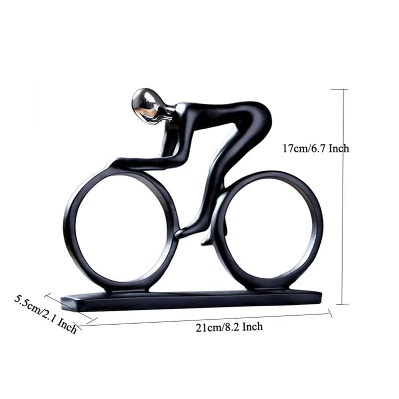 Home Decor Modern Abstract Resin Bicycler Cyclist Statue Bicycle Rider Statue Bike Racer Rider Figurine Office Living Room Decor