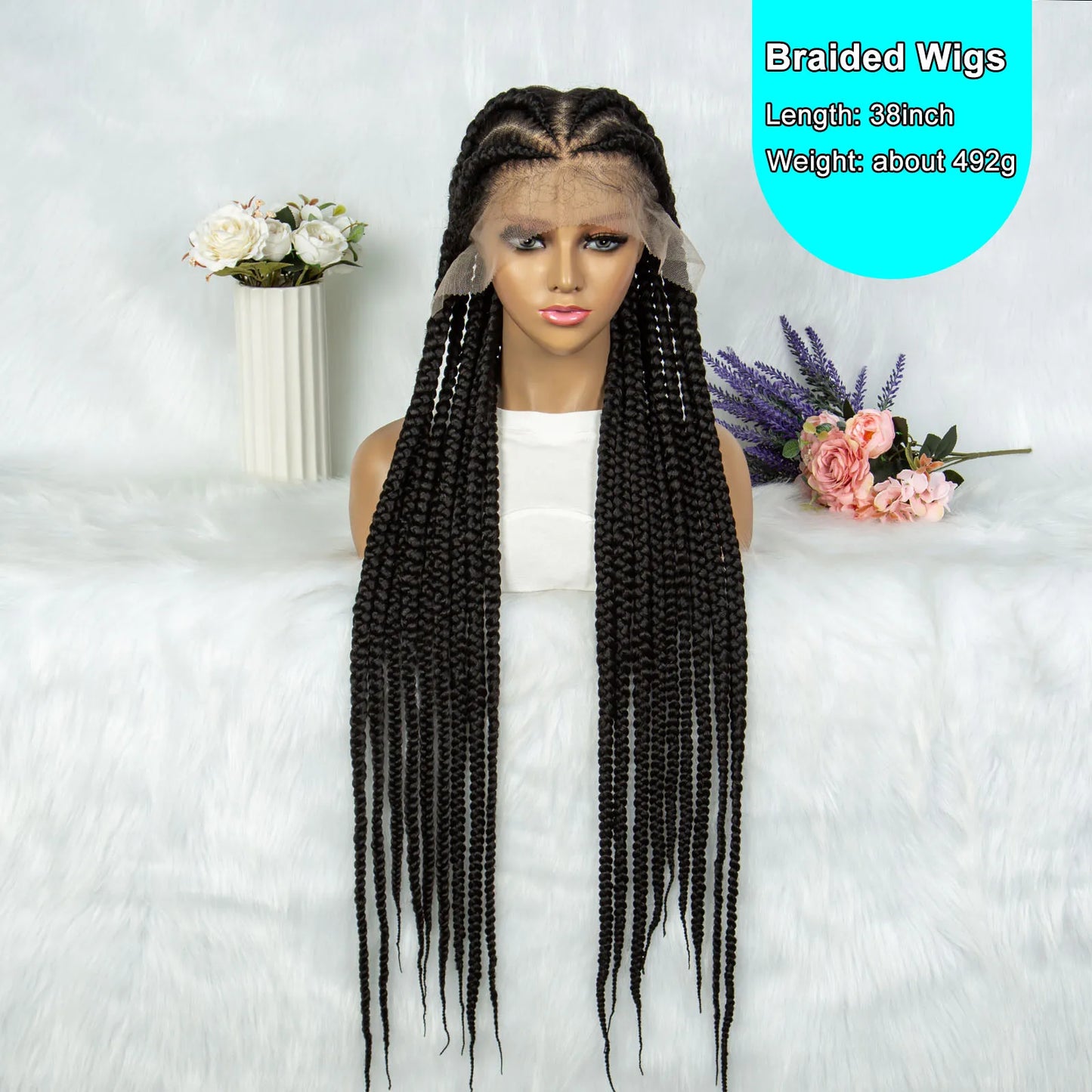 KIMA Knotless Box Braids & Faux Locs Wig | Full Lace Cornrows with Baby Hair