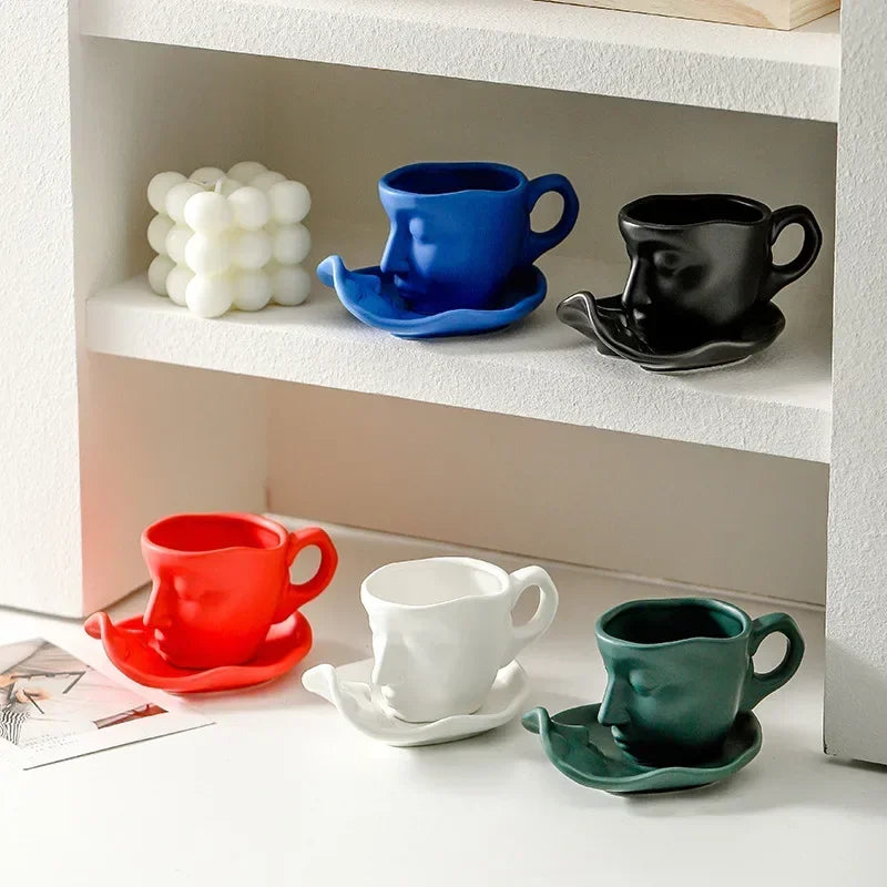 100ml Face Art Personality Creative Ceramic Concentrated Beauty Italian Tea Coffee Cup Valentine's Day Wedding Gifts