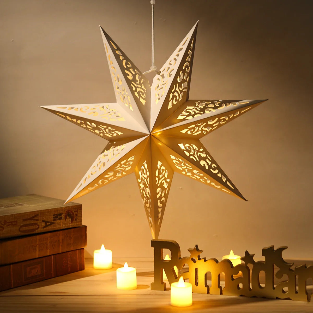 30-75cm Hollow Star Hanging Pendant Eid Mubarak Christmas Ramadan Decoration 2024 Islamic Muslim Party Decor Ramadan Kareem Gift