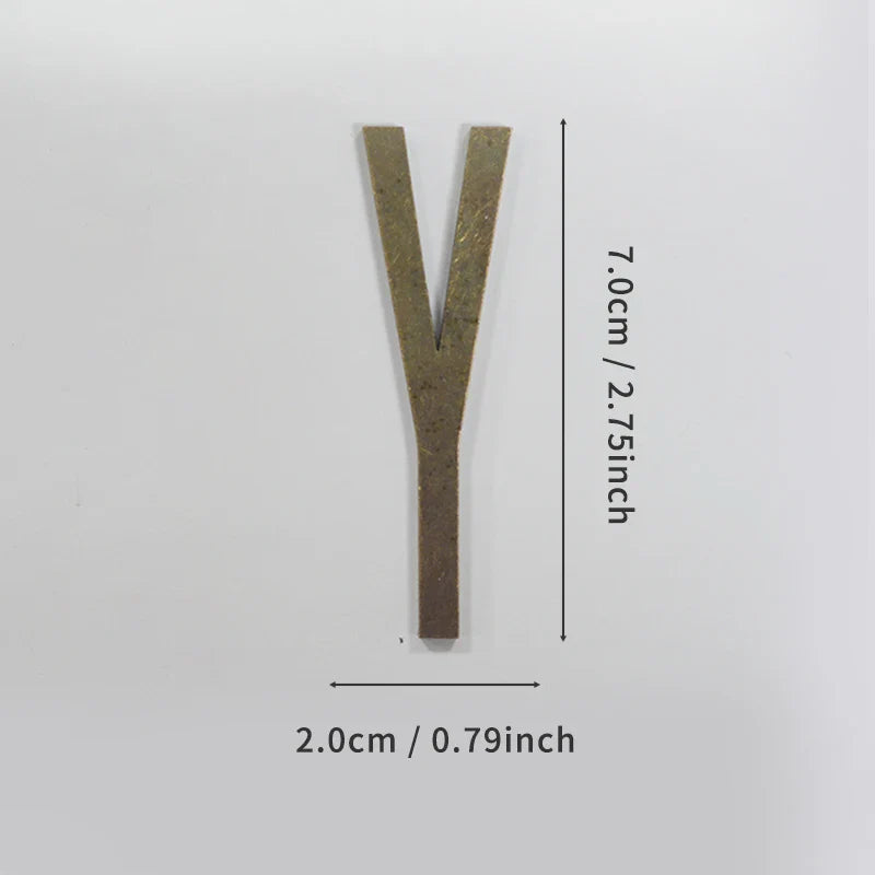 Bronze Self Adhesive House Number Metal English Alphabet Letters for Apartment Room Door Plate Table Mailbox Number Stickers 7cm