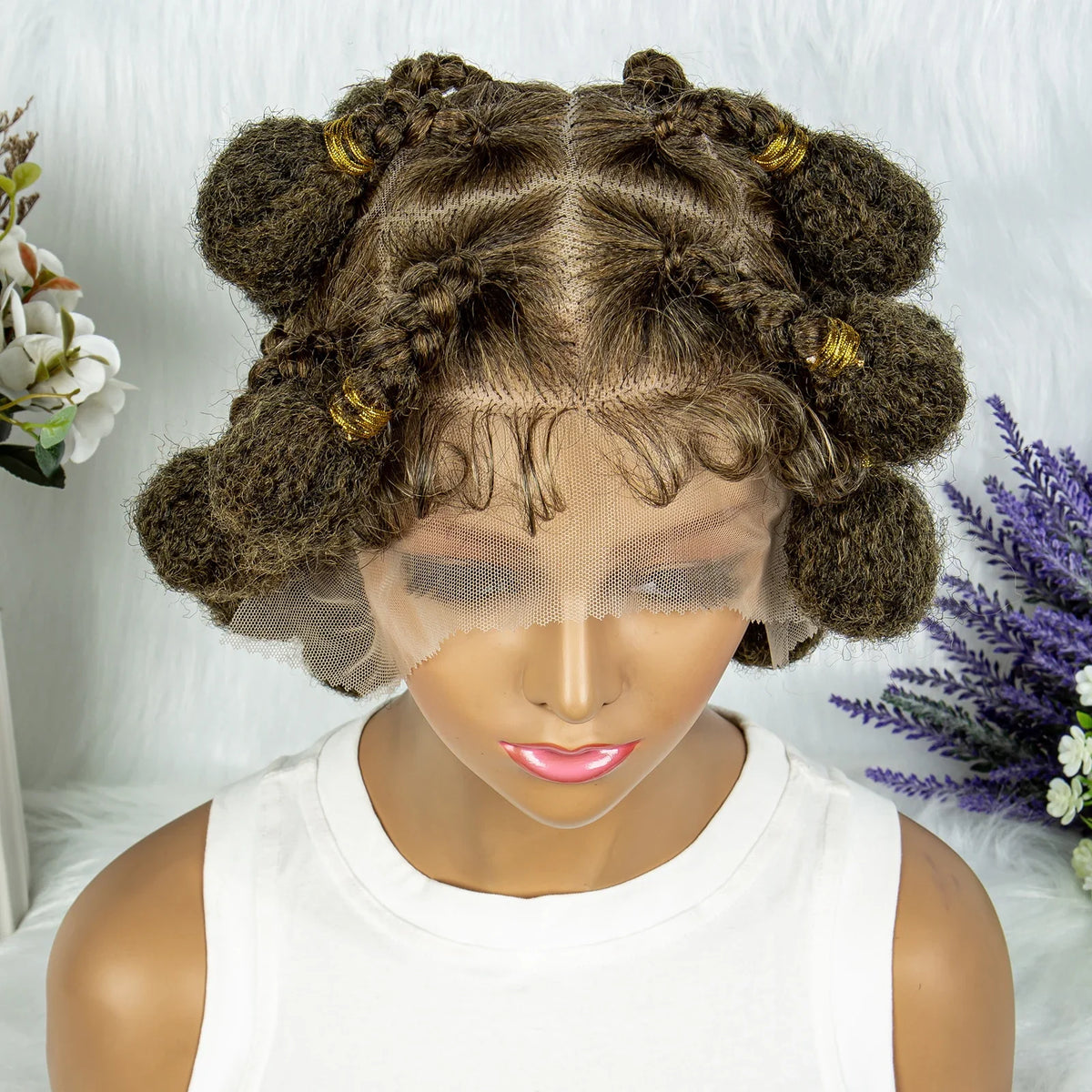 New Style Bantu Knot Knotless Box Braids HD Full Lace Wig | Synthetic Braided Wig for Black Women
