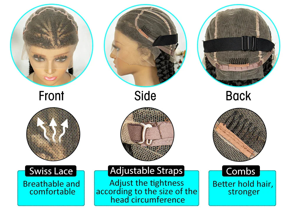 Knotless Cornrow Box Braided Full Lace Wig | Twisted Accents | Natural Hair Texture | Black Women