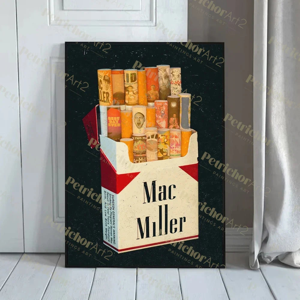 Modern Mac-Miller Cigarette Pack Discography Retro Wall Art Prints Canvas Painting Poster Pictures For Living Room Home Decor