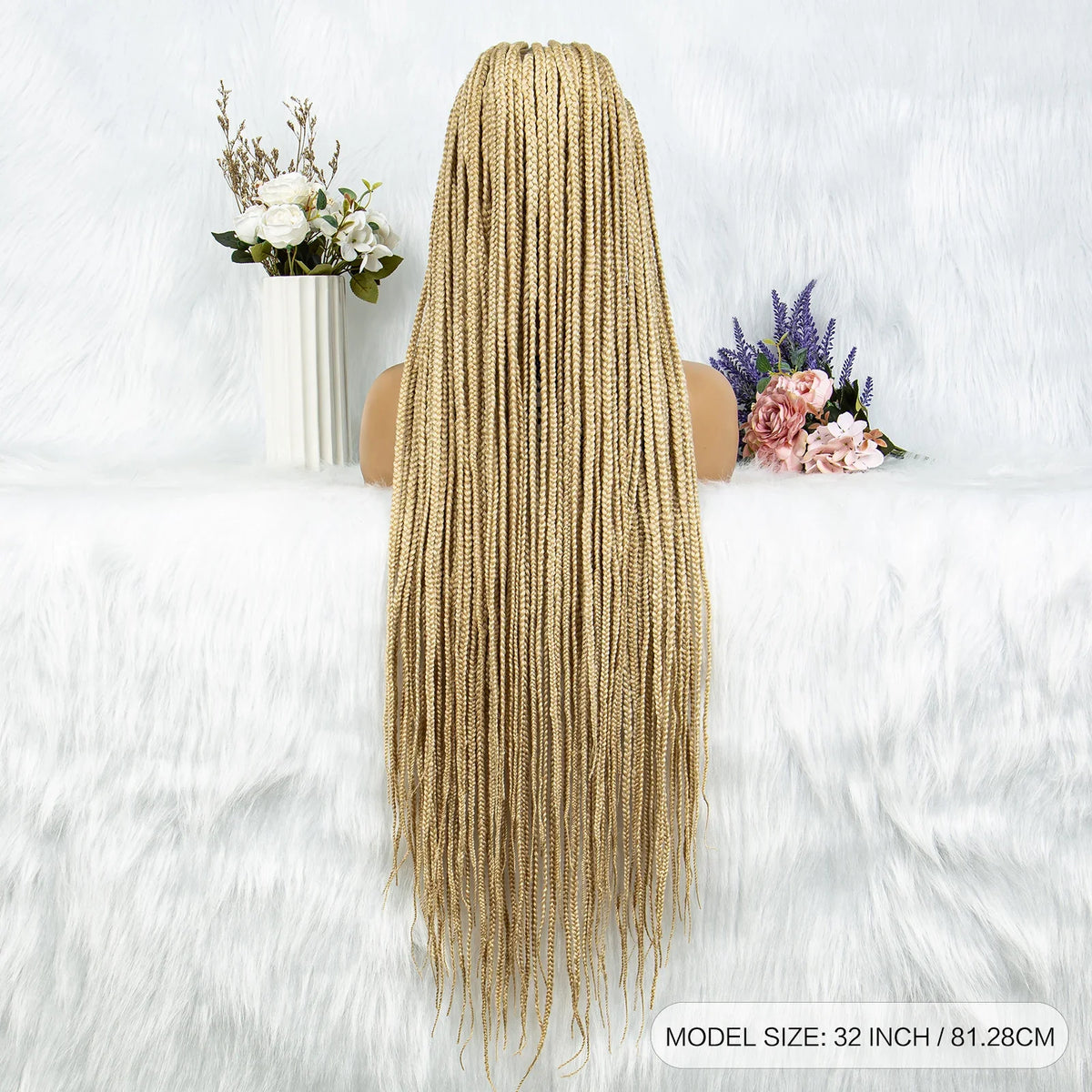HD Full Lace Knotless Box & Cornrow Braided Wig | Transparent Lace | Synthetic Crochet Braids for Black Women