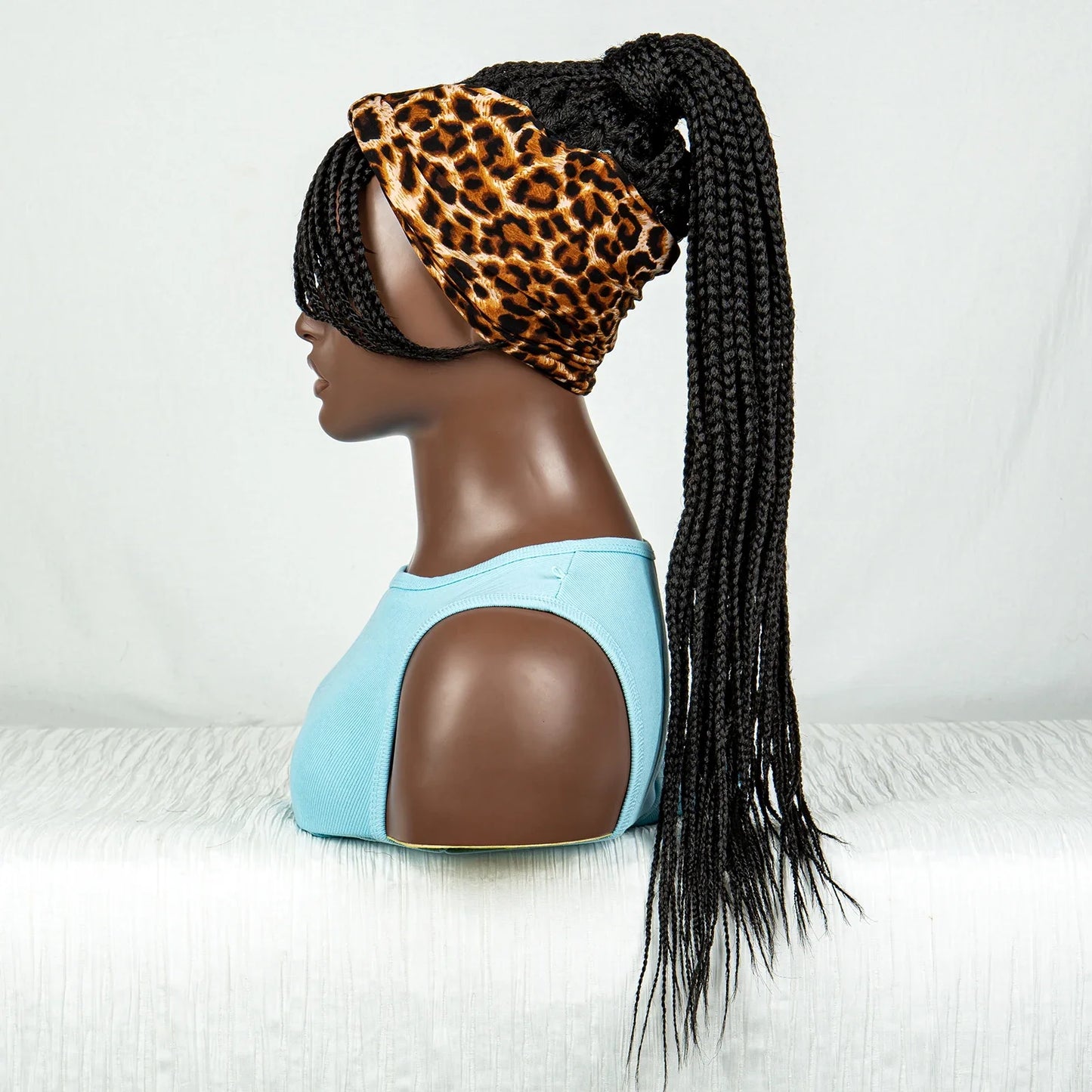 Ponytail Headband Braided Wig with Bangs | Knotless Box Braids | Cornrow Style