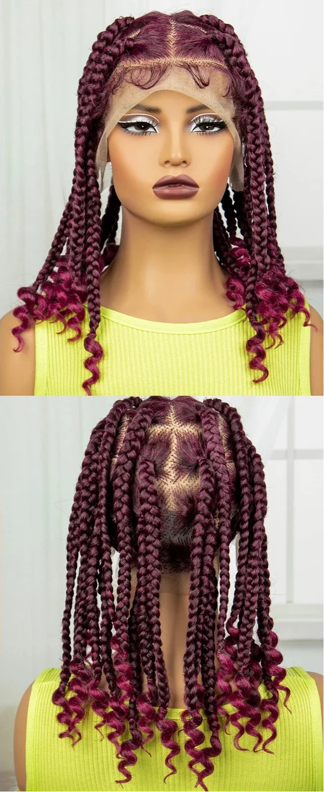 Natural Curly Ends Knotless Braids Wig | Transparent Full Lace | Baby Hair