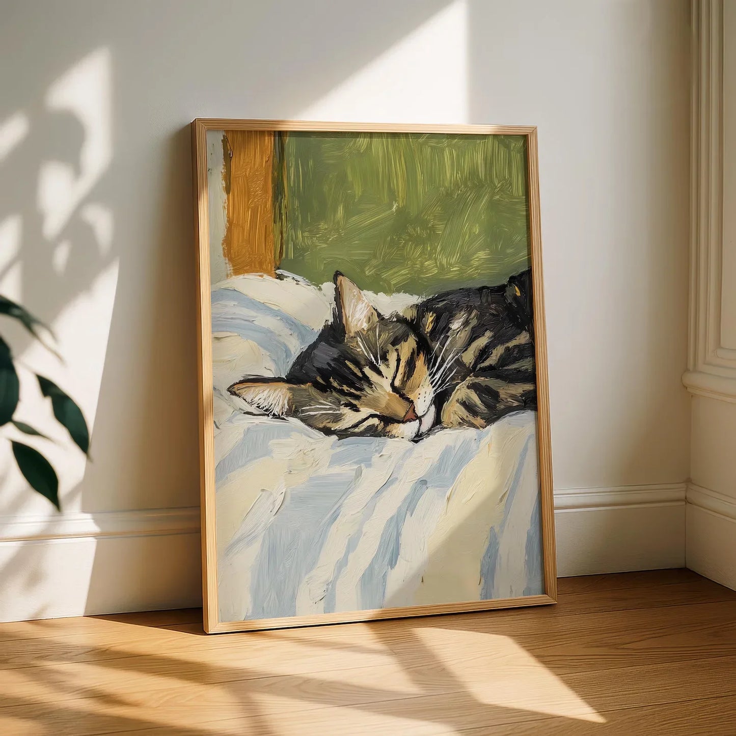 Sleeping Tuxedo Cat Wall Art Print: Black and White Cat Painting, Unframed Cat Poster gift decoration