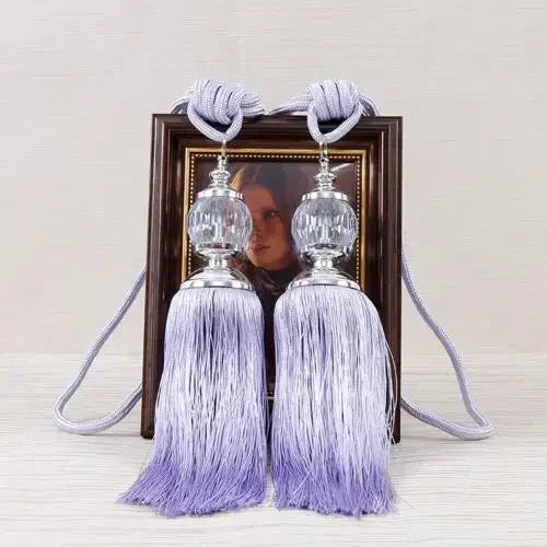 1Pair Tassel Curtain Tieback Crystal Bead Hanging Ball Tie Room Accessories Holder Buckle Rope Bandage Holdback Window Shade
