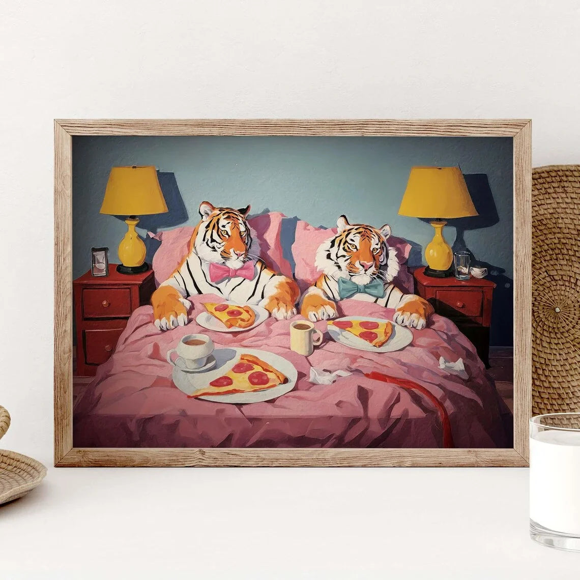 Wall Art Tiger Pizza wall art Print: Dopamine Decor Retro Wall Art Creativity Print, Large Printable Art  Print for Home room